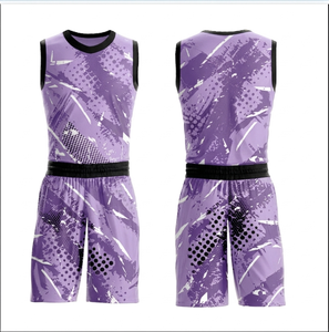 Ensemble de shorts de basket-ball pour hommes en polyester respirant imprimé par transfert thermique, couleur personnalisée, séchage rapide, ensemble uniforme, vêtements de sport - Product Image 2