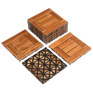 9pcs Interlocking Wood Deck Tiles 11.8"x11.8" Waterproof Flooring for Indoor & Outdoor Stylish Patio Wood Decking - Product Image 1