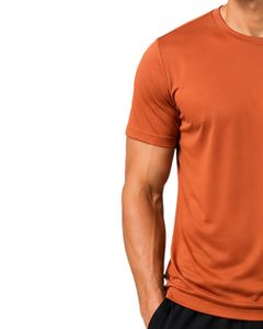 เสื้อยืดออกกำลังกายผู้ชายสีส้มไหม้แบบกำหนดเอง แห้งเร็ว ระบายอากาศได้ดี เหมาะสำหรับออกกำลังกาย วิ่ง ผลิตจากโพลีเอสเตอร์ เสื้อกีฬา เสื้อผ้ากีฬา - Product Image 4