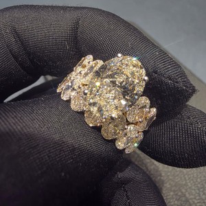 Bague de fiançailles en or 14 carats, diamant poli brillant, alliance moderne, bijoux fins pour femmes, mode quotidienne - Product Image 3