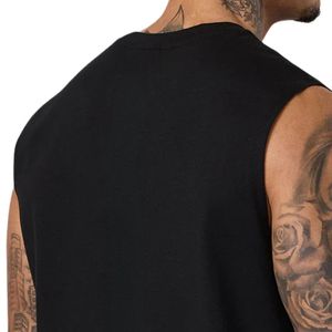 Camiseta Deportiva sin Mangas para Hombre, Negra, Cuello Redondo, Algodón, Logotipo Estampado, para Gimnasio, Entrenamiento, Fitness, Ropa Deportiva - Product Image 3