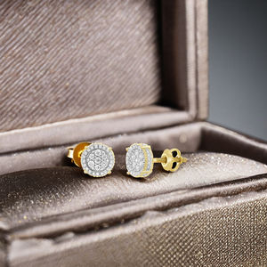 Boucles d'oreilles en or 10 carats avec diamants de laboratoire, cadeau unisexe, mariage, anniversaire, brillance éclatante, bijoux fins de luxe, légères, à porter au quotidien - Product Image 5