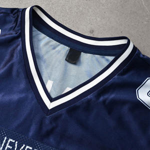 Jersey de Fútbol Americano Personalizado en Malla Azul Oscuro, Cuello en V, Uniforme de Equipo con Números en Tackle Twill, Fabricante OEM al por Mayor - Product Image 5