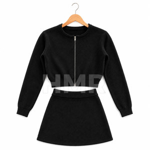 HMR Sisterhood Sorority Two-Piece Formal Suit Short Sleeve <b>Crop</b> Knitted <b>Top</b> <b>Skirt</b> Sets <b>Top</b> Mini <b>Skirt</b> Set - Product Image 5
