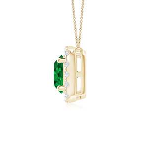 14K <b>Solid</b> <b>Gold</b> Natural Emerald Round Emerald <b>Pendant</b> With Cushion Halo Classic Fine Jewellery Anniversary Gift For Her 2026 - Product Image 3