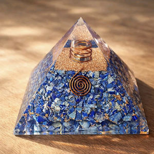 Hot Sale Orgonite Pyramid Lapis Lazuli Crystals, Copper Wrapped Quartz Generator, Gold Flakes & Meaning Card Home Decor & <b>Gift</b> - Product Image 1