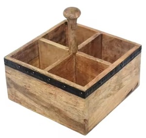 Most Demanding Square Wooden Caddy For Kitchen Home Hotel Table <b>Top</b> Decorative Use Wooden Utensils Holder Caddy - Product Image 1
