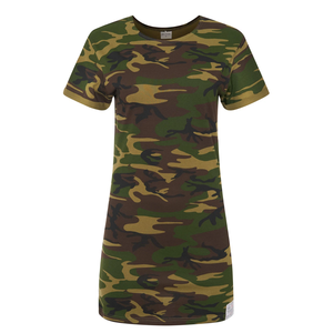 เสื้อยืดแขนสั้นลำลองลายพรางสำหรับผู้หญิง ผ้าฝ้ายแคนวาส ระบายอากาศดี แฟชั่นฤดูร้อน ความยาวระดับเข่า ปรับแต่งได้ คอกลม - Product Image 1