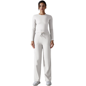 <b>Pink</b> Plus Size 2 Piece Yoga Set High Waist Full Length Leggings Long Sleeve Zipper <b>Crop</b> <b>Top</b> Seamless Quick Dry Spandex/Nylon - Product Image 1