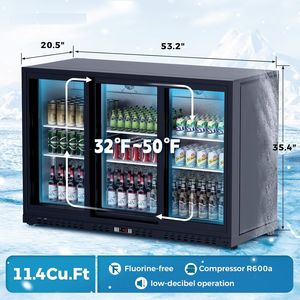Réfrigérateur commercial de comptoir 11,4 pi³ (322 L) pour boissons, 53,2 po de large, avec 3 portes coulissantes en verre Low-E, pour bar ou réfrigérateur de bar arrière - Product Image 3