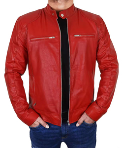 Custom Made Men's Genuine <b>Sheepskin</b> Leather <b>Jacket</b> Slim Fit Biker Style Stand Collar Winter Casual Motorcycle <b>jacket</b> for men - Product Image 1