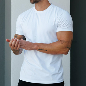 T-shirts personnalisés pour hommes, style streetwear, surdimensionnés, couleur unie, respirants, tissu tricoté, mélange coton/polyester, impression de logo personnalisée - Product Image 2