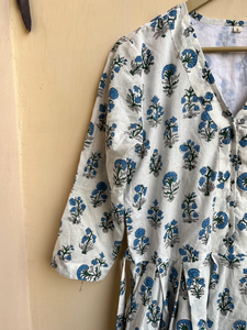 Robe longue indienne en coton imprimée à la main, col en V, manches longues, motif floral, tunique indienne pour femme, collection 2026, best-seller - Product Image 3