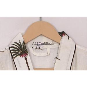 Kimono léger en coton 100% fait main, respirant, imprimé floral, pour l'été, le spa, la baignoire, décontracté, romantique, longueur intégrale, pour la nuit et le sommeil - Product Image 6