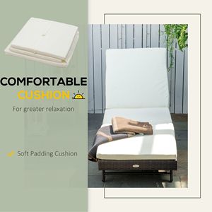 Moderna Sedia a Sdraio Bianca da Esterno in Vimini con Schienale Regolabile in Rattan PE e Cuscino Confortevole per Hotel e Bordo Piscina - Product Image 6
