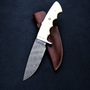 Industrial Handcrafted Fixed Blade Hunting Camping Skinner <b>Knife</b> Damascus Steel <b>Bone</b> <b>Handle</b> Full Tang Drop Point - Product Image 1