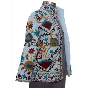 Blouson Bomber à Motif Floral Vintage, Broderie Machine, Design Dessiné à la Main, Écologique, Respirant, Séchage Rapide, Col en V - Product Image 5