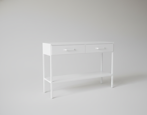 Mesa Consola de Metal Blanca para Entrada, Mesa de Sofá, Escritorio de Pasillo con Cajones y Estante Abierto para Sala de Estar - Product Image 2