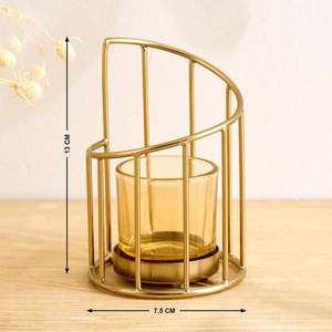 Gold Metal Tea <b>Light</b> Holder Cylindrical <b>Cage</b> Design Heat Resistant Eco-Friendly Durable Birthday Christmas Customized Home - Product Image 4