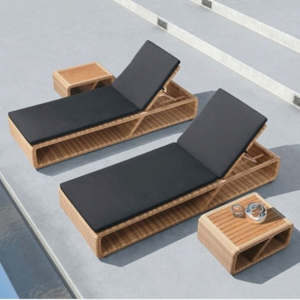 Chaise longue d'extérieur moderne avec dossier inclinable réglable, imperméable, résistante aux UV, coussins écologiques inclus, fonction d'inclinaison - Product Image 2