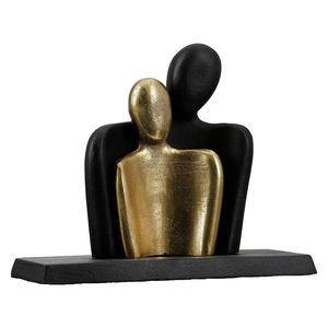 Escultura Decorativa Artística de 8D x 23W x 19.5H para Mesa de Salón, Tema de Amor, Diseño Hecho a Mano en Negro y Dorado - Product Image 1