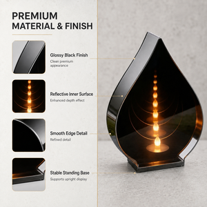 Znicz <span class=keywords><strong>Bougie</strong></span> <span class=keywords><strong>funéraire</strong></span> <span class=keywords><strong>LED</strong></span> effet miroir infini en forme de goutte, Lanterne <span class=keywords><strong>LED</strong></span> pour tombe, Lumière commémorative en forme de goutte - Product Image 5
