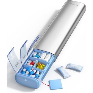 Large Metal Weekly Pill Organizer Moisture-Proof Travel Airtight Lids Built-in Desiccant Chamber for Pill Storage Cases - Product Image 1