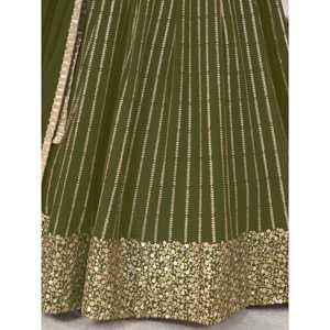 Magnifique Lehenga Choli en Georgette à Paillettes Vertes Semi-Cousu 2000g pour Tenue Mehendi - Product Image 1