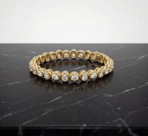 Bracelet tennis en or rose avec diamants de laboratoire sertis dans un cadre en or rose 14K 18K, bijoux élégants et luxueux pour femmes, intemporel - Product Image 4