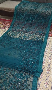 2022 vente chaude indien/pakistanais brodé séquence travail Saree fête porter en soie - Product Image 3