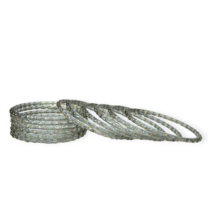 Smokey Grey Raindrop Glossy Gold Kashmiri <b>Bangles</b> Gold Dot Accents Trendy Wedding Ethnic Fashion <b>Bangle</b> <b>Set</b> Wholesale Price - Product Image 3