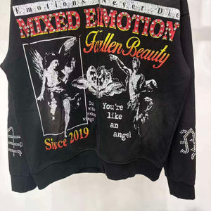 Sudaderas con Capucha y Cremallera, Estampadas con Pedrería, Estilo Hip Hop, 100% Algodón, Talla Grande, para Hombre y Mujer - Product Image 5