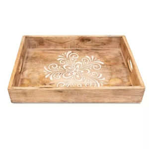 Plateau de service en bois personnalisé avec poignées en métal doré, rectangulaire, pour la maison, l'hôtel et les restaurants, plateaux de service alimentaire - Product Image 3
