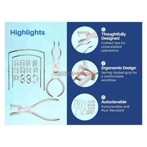 Kit de barrage en caoutchouc complet pour isolation dentaire, 12 pinces anti-reflet, pince perforatrice, fournitures endodontiques professionnelles, manuel - Product Image 5