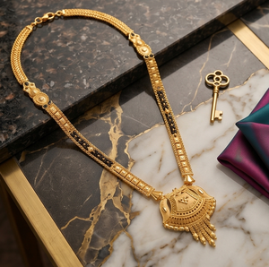 Divyoro Classic Gold Plated Mangalsutra Pendant Necklace Tassel Design for Women Wedding Jewelry <b>Copper</b> Alloy Beaded <b>Chain</b> - Product Image 4