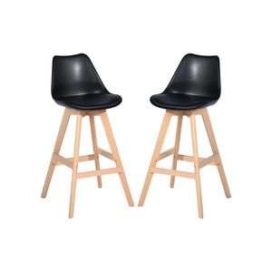 Modern Counter Height Bar <b>Stool</b> with Solid <b>Wood</b> Frame, Nordic High Bar Chair with Ergonomic for Kitchen Island, Restaurant, Café - Product Image 1