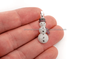 Trendy 925 Silver Cartoon Iced Chunky Winter Snowman <b>Pendant</b> Custom Lab Grown Diamond Hip Hop Unisex Party <b>Gold</b> Plated Fine Gift - Product Image 6