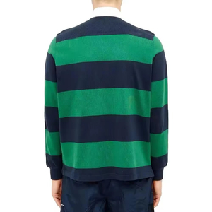 เสื้อรักบี้ลายทางสั้น ผ้าโพลีเอสเตอร์ 100% หนานุ่ม พิมพ์โลโก้ตามสั่ง ระบายอากาศได้ดี ซับเหงื่อ สีเขียวกรมท่าตัดกัน - Product Image 6