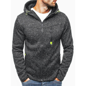 Ropa deportiva para hombre, Sudadera con capucha de Jacquard, cárdigan polar con capucha, gris claro, M - Product Image 2