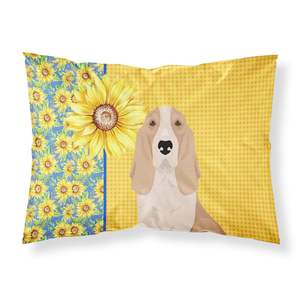 Girasoles de verano Limón Blanco Tricolor Basset Hound Funda De Almohada estándar Ligero Súper suave Cojín decorativo de fácil cuidado - Product Image 1