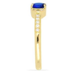 Anillo de Diamantes con Zafiro Azul Brillante Redondo en Oro Sólido de 18K para Regalo de Boda, Anillo de Piedras Preciosas con Corte Elegante de Provence Jewelry - Product Image 3