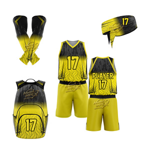 Custom Breathable Basketball Teamwear Kit Sublimated Jersey with Front Logo Shorts Sleeves <b>Headband</b> & Bag - Product Image 1