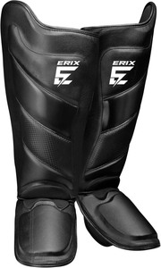 Protections de tibia ERIX en cuir PU avec fermeture auto-agrippante, légères, protection professionnelle, sur mesure pour MMA, Kickboxing, Muay Thai - Product Image 3