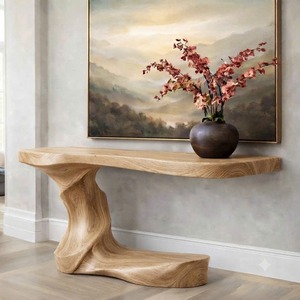 Handmade Natural Solid Wood <b>Table</b> Modern Home Living Room Entrance <b>Table</b> Curved Solid Wood Console <b>Table</b> Best Price - Product Image 5