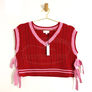 Chaleco de punto recortado personalizado de alta calidad para mujer, ropa de moda, chaleco de punto recortado para mujer - Product Image 1