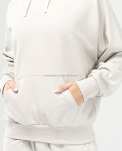 Sudadera con capucha de punto Waffle con logotipo personalizado para mujer, Top corto ajustado de peso pesado, ropa con pantalón cortado, Sudadera con capucha, sudaderas de punto sólidas informales para mujer - Product Image 5