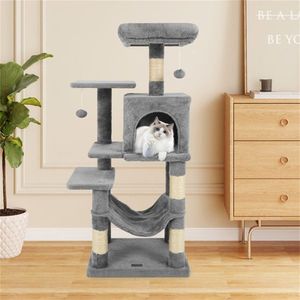 Arbre à chat multi-niveaux gris clair de 44 pouces, le rêve des chats d'intérieur, avec une plateforme supérieure spacieuse, un condo à 2 portes, un hamac et un griffoir - Product Image 2