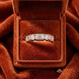 Bague élégante en moissanite taille émeraude pour femme, or rose, cadeau de bijoux pour anniversaire de mariage, USA - Product Image 3