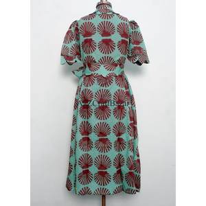 Robe de soirée moderne style décontracté pour mariage, imprimé floral artisanal en coton, coupe kangourou décontractée et élégante pour femme, idéale pour l'été - Product Image 6