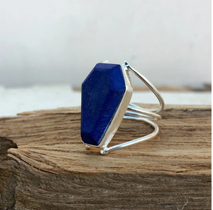 Coffin Shape <b>Lapis</b> <b>Lazuli</b> <b>Ring</b> Natural Blue Gemstone Handmade Sterling Silver <b>Ring</b> Boho Statement Jewelry Gift for Her/Him - Product Image 2
